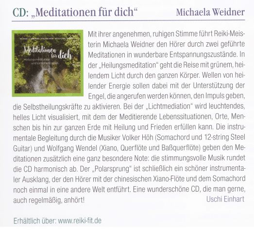 CD-Tipp Meditationen für dich- Rezension Reiki Magazin
